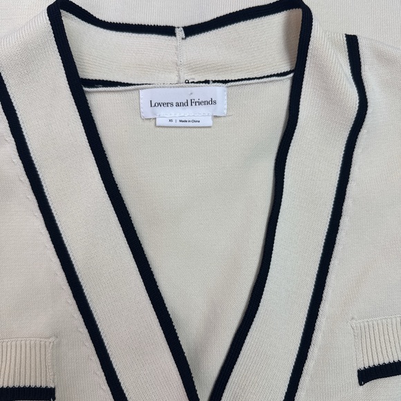 Lovers and Friends White Black Cardigan Dress Long Sleeve Classy Ivory Size XS - Picture 6 of 8
